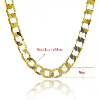 KITEAL Regalo de Cumpleaños del oro 24k color del collar para los hombres 8MM 68cm largo de la cadena para los hombres maxi collar de la joyería