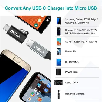 4pcs/set Tipo C (Hembra) a Micro-USB (Macho) de Carga de Sincronización de Convertir el Conector con el Llavero para Samsung Galaxy S7/S7 Borde, Nexus 5/6