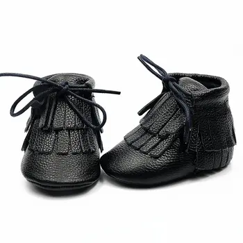 2020 Cuero Genuino Bebé mocasines zapatos de Leopardo de impresión de las Niñas de Bebé de suela Suave de pelo de Caballo Muchachos Primeros caminantes de Encaje hasta zapatos de niño