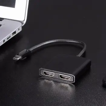 USB Tipo C para Adaptador HDMI de Tipo C 3.1 Macho a HDMI Doble Hembra Convertidor de 4K a 30Hz UHD Cable de Vídeo para Macbook Dell