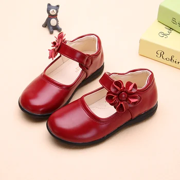 Los niños Plana Zapatos de Cuero de los Niños de las Niñas de la Princesa de los Zapatos de Primavera Suave Zapato Casual Color Sólido Tamaño de 26 a 37 STQ001