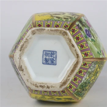 De la Dinastía Qing Qianlong famille rose flor y pájaro patrón jarrón antiguo esmalte jarrón antiguo juego de porcelana de la colección de la casa del florero