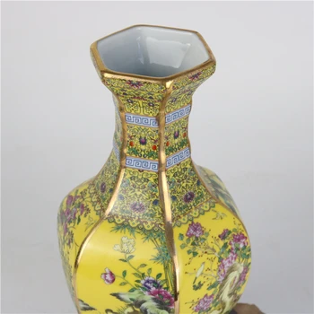 De la Dinastía Qing Qianlong famille rose flor y pájaro patrón jarrón antiguo esmalte jarrón antiguo juego de porcelana de la colección de la casa del florero