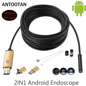 USB Endoscop de la Cámara 2 en 1 2MP 1M2M10M 720P HD Móvil Android de 8 mm IP67 Impermeable de la Serpiente Tubo de Cámara de Inspección