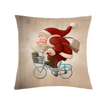 La navidad de dibujos animados de Santa Claus funda de Almohada Decorativa de Poliéster cojín de Cubierta de la funda de Almohada 45X45CM Fundas De Cojin