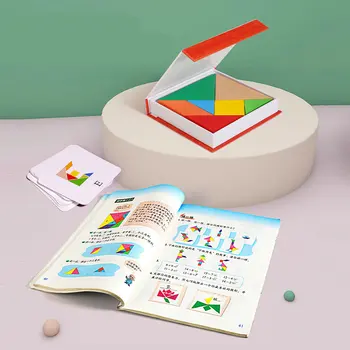 3d rompecabezas de Tangram de madera de juguete de bebé de Aprendizaje Temprano Conjunto geométrico cuadro de rompecabezas Jigsaw puzzle juego educativo de juguetes de madera para niños regalo