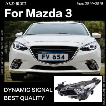 AKD Car Styling para Mazda 3 Faros-2016 el Mazda3 Axela LED de los Faros LED DRL Hid faros Ojo de Angel Bi Xenón Accesorios