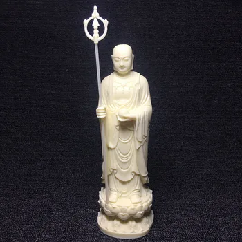 Blanco Dizang Bodhisattva estatua, arte moderno, bellamente tallado estatua de Buda, lotus base, la decoración del Hogar artesanías Mejor regalo