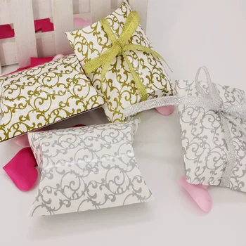 100pcs de la Boda cajas de dulces almohada Europea dulces cuadro de la personalidad de los pequeños de papel de embalaje de la caja de la almohada de la impresión de embalaje bolsa de