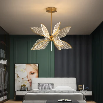 Moderna de la Mariposa de Salón LED de la Lámpara Colgante Nórdicos Simple Dormitorio Cocina Creativa de Oro de Acrílico Transparente de Ala Araña
