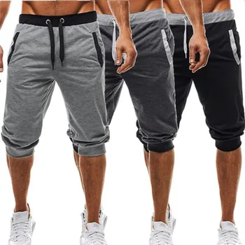2019 calor de la marca de la rodilla larga de los hombres pantalones cortos de color de retazos de carrito de deportes de las Bermudas casual pantalones cortos de roupa masculina