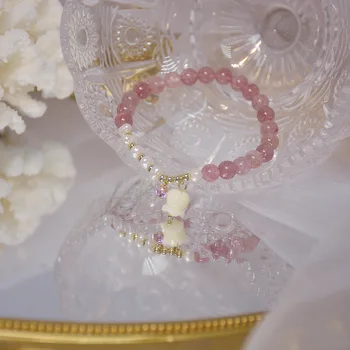 Japonés y Corea Moda Joyería de la Marca de Acrílico Perlas Pulseras del Encanto Pulseras de Perlas de agua Dulce Pulseras para Mujer Regalo