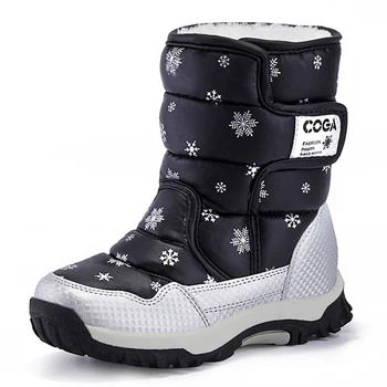 2019 Marca de invierno de los niños zapatos de niña y niño botas a prueba de agua de cuero botas de nieve niños de la felpa impermeable, zapatos de moda