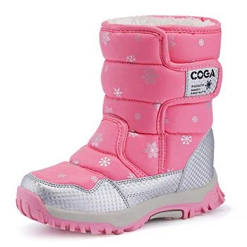 2019 Marca de invierno de los niños zapatos de niña y niño botas a prueba de agua de cuero botas de nieve niños de la felpa impermeable, zapatos de moda