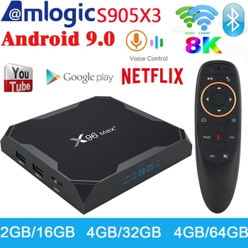 Android 9 Caja de TV X96 Max Amlogic S905x3 8K Inteligente Reproductor Multimedia 4 gb de RAM y 64 GB de ROM X96Max Set top Box 2G16G Quad Core 2.4 G y 5G Wifi
