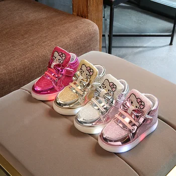 Las niñas Zapatos de los Niños con la luz Bebé Brillantes Zapatillas de deporte Zapatos de los Niños Para los Niños de las Niñas Chaussure Enfant de la UE de 21 a 30