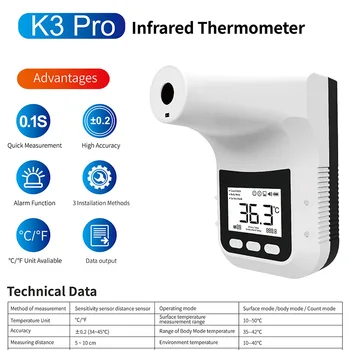 K3-Pro de Montaje en Pared LCD Digital Termómetro Infrarrojo Sin Contacto de la Alta Precisión Termómetro de Frente de la Oficina en Casa de Temperatura