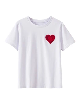 2020 ropa de Verano Nuevo Estilo Puro Algodón Sueltas Capítulo de Corazón de Aberdeen Casual de manga Corta T-shirt de las Mujeres