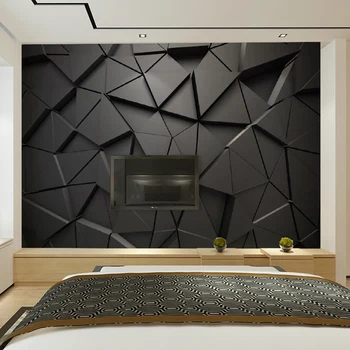 Moderno Creativo 3D Abstracto Geométrico Triángulo Gris Gran Mural 3D papel pintado de la Sala de TV de la Pared Decoración del Hogar de la Pared de Tela 3D Fresco