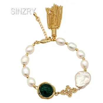 SINZRY original étnica hecha a mano natural irregular de agua dulce de la perla de las pulseras del encanto elegante de la joyería para las mujeres