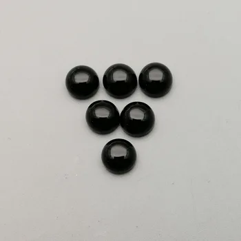 Mayorista de moda natural de piedra de ónice negro perlas encantos de 6 mm redonda CABUJÓN para la joyería 50pcs envío gratis sin agujero
