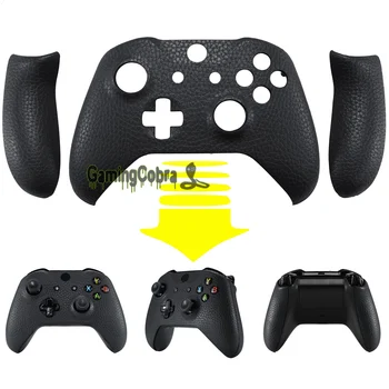 Negro Premium Textura de Cuero de la PU cubierta Superior de la placa frontal de los Kits de Reparación con los Carriles Laterales del Panel para Xbox One X & S del Controlador