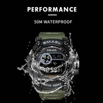Reloj Digital Militares del Ejército SMAEL Hombres Reloj los 50M Impermeable LED de Alarma del Reloj Cronómetro Relojes Hombre 8010 Relojes deportivos Para Hombres
