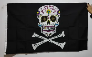 Pirata del Cráneo Bandera caliente de la venta de bienes 3X5FT 150X90CM Banner de latón de metal agujeros