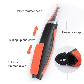 2pc/Paquete Micro Precisión Oído Trimmer de Nariz de Eliminación de Clipper Afeitadora Personales Eléctrica Cuidado de la Cara el Pelo Trímero Con Luz LED