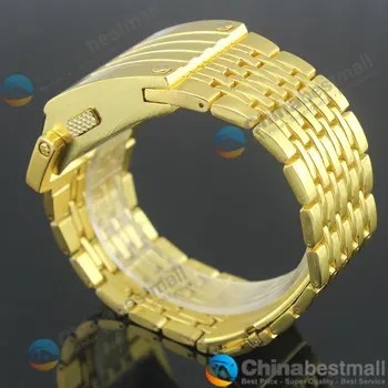 La moda de Acero Lleno de Led de Oro Digital Reloj de los Hombres del Deporte Relojes Militares Relojes de Hombre de HIERRO de la Pulsera de reloj de Pulsera Horas