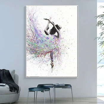 Colorido Abstracto de la Muchacha de Baile Lienzo de Pintura Bailarina de Carteles y de Impresión Quadro Arte de la Pared de la Imagen para la Sala de estar Cuadros Decoración