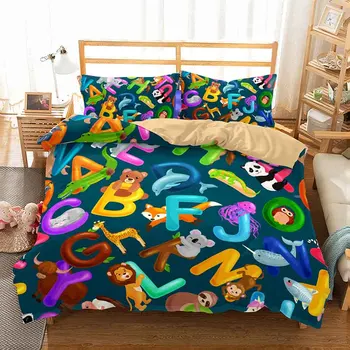 GOANG 3d juego de cama de la hoja de cama funda de edredón funda de almohada de textiles para el hogar de niños juegos de cama 3d de la impresión digital de dibujos animados mini dinosaurio