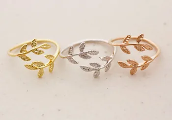 La moda de las hojas de anillo, elegante y decorativo Picaduras anillo de la superficie de las hojas de los anillos de mayorista