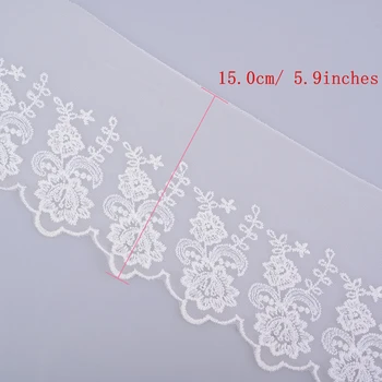 Cusack 1 metro de 14 cm Blanco con ribetes de Encaje de Cinta para Vestuario Textiles para el Hogar DIY Craft Malla de Encaje Bordado de Tela Costura de 3 Modelos