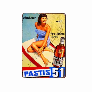 Vintage de la Cerveza de la Placa de Lata de Metal Signo de Absolut Vino Carteles Ricard Decorativos Arte de la Pared de la etiqueta Engomada Retro Placa Pub Bar del Club Decoración WY107