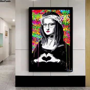 Mona Lisa Corazón De Amor Estilo Nórdico Arte De La Pared De La Lona De Pintura Póster Resumen De Impresión Decorativa Imagen Para La Sala De Estar Decoración Para El Hogar