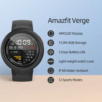 Nueva Amazfit Borde Deporte Smartwatch GPS Bluetooth Micrófono Altavoz Podómetro Mensaje de Empuje de la Frecuencia Cardíaca para Android iOS Teléfono