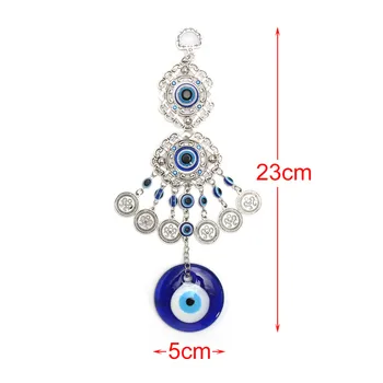 Retro Azul turco Ojos Mal Amuleto de Protección de la Pared Colgante de la Suerte Colgante de los Carillones de Viento Jardín Colgante Decoraciones para el Hogar 23x5cm