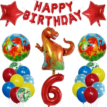 La selva de los Grandes Dinosaurios de papel de Aluminio Globos 30inch rojo Número de Globos de Dinosaurios del Partido Dino Tema de Cumpleaños de la Selva Parte de la Decoración de Globos