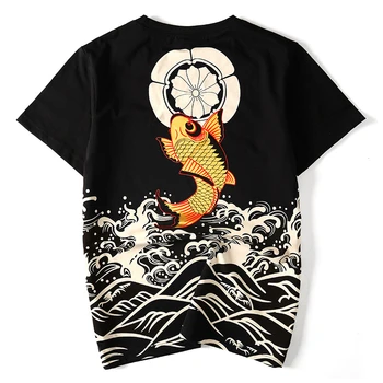 Lyprerazy Japonés Streetwear Camiseta Print Camiseta Hip Hop De Algodón Tops Camisetas Carpas De Impresión Mens Harajuku T-Shirt