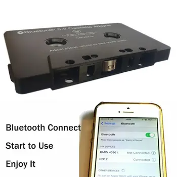 Carga USB Bluetooth 5.0 de Música del Coche Receptor de Audio con Reproductor de Cassette Adaptador Convertidor MP3 para iPhone Samsung Nokia HTC Smart Cel