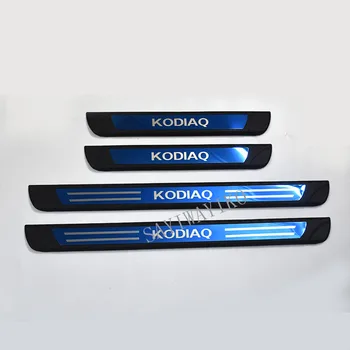 AJUSTE Para Skoda Kodiaq 2017 2018 2019 Accesorios de puerta de coche de la cubierta del umbral de recorte anti-rozaduras de la placa de Umbral de pedal exterior de rozaduras
