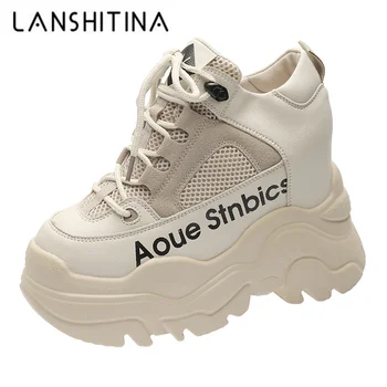 Otoño Grueso Transpirable Zapatillas de deporte de las Mujeres de Aumento de Estatura Alta Zapatos de Plataforma de 10 cm de Espesor de Suela de las Zapatillas de deporte Mujer Deportivas Mujer