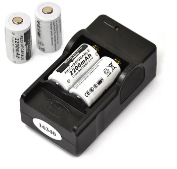 4PCS CR123A 16340 Batería de 2200 mah de 3.7 V Li-ion Batería Recargable+Cargador 16340