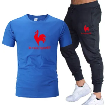 Nuevos hombres de la ejecución casual de manga corta T-shirt + deportes pantalones de dos piezas traje de jogging