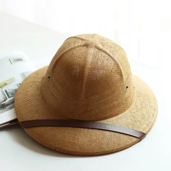 Sombrero de sol unisex Inglaterra paja casco de verano de los hombres Británicos gorra de papá barquero tapa del Safari de selva minero cap