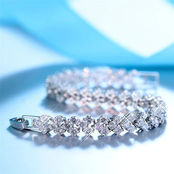 2021 nueva moda de lujo 925 de la plata esterlina de las mujeres del tenis pulseras brazalete de las mujeres de regalo de Navidad al por mayor de joyas S5877