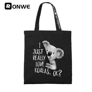 Simplemente me Gustan los Koalas,OK? Impresión de las Mujeres de Compras de la Lona Bolsa de Mujer Chica Tote Eco de los 90 el Estilo Shopper Bolsas de Hombro,la Nave de la Gota
