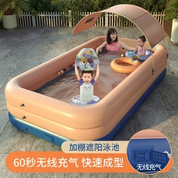 Piscina de PVC sombra inalámbrico automático inflable de los Hogares de los niños de la piscina al aire libre Grande de plástico cubierta de la piscina