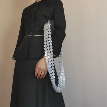 2020 de la moda de resina de fijación de la bolsa de la cadena para mostrar el botón de cota de malla de la bolsa de la cadena de